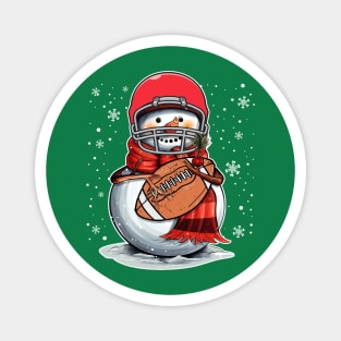 Vintage American Football Snowman Christmas Magnet